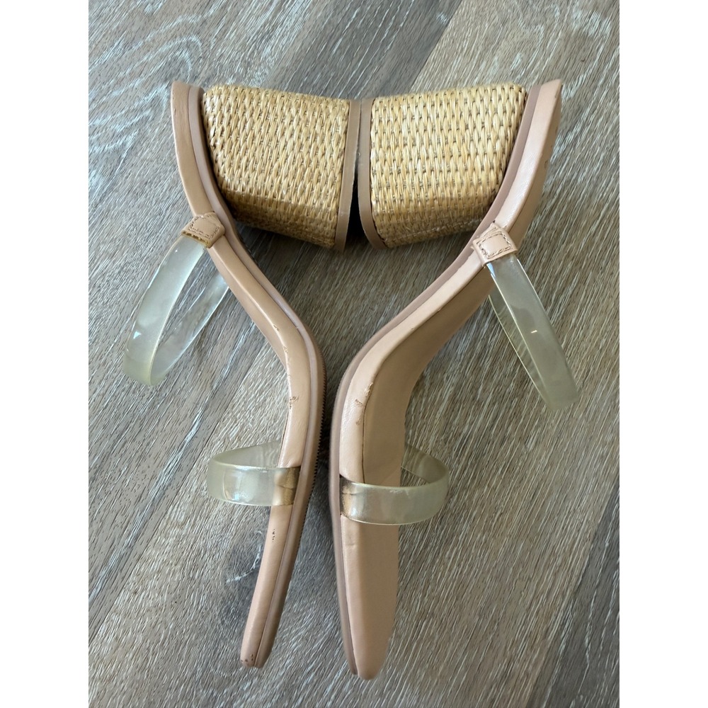 A New Day Womens Tan Clear Jelly Strap Raffia Block Heel Slide Sandals Size 7 - Picture 4 of 7